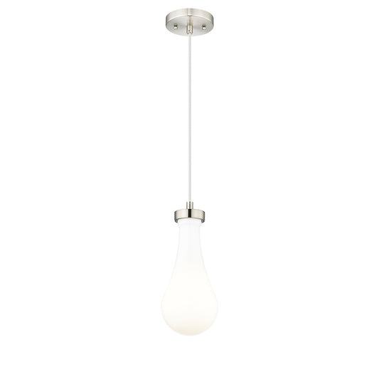 Innovations Owego 1Lt 5" Cord Pendant, SN/Gloss White - 451-1P-SN-G451-5GWH