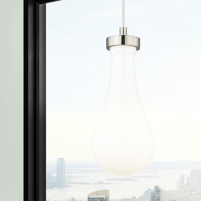 Innovations Owego 1Lt 5" Cord Pendant, Satin Nickel/Gloss White