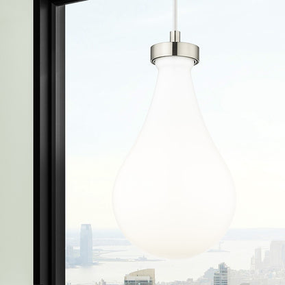 Innovations Owego 1Lt 7" Cord Pendant, Satin Nickel/Gloss White