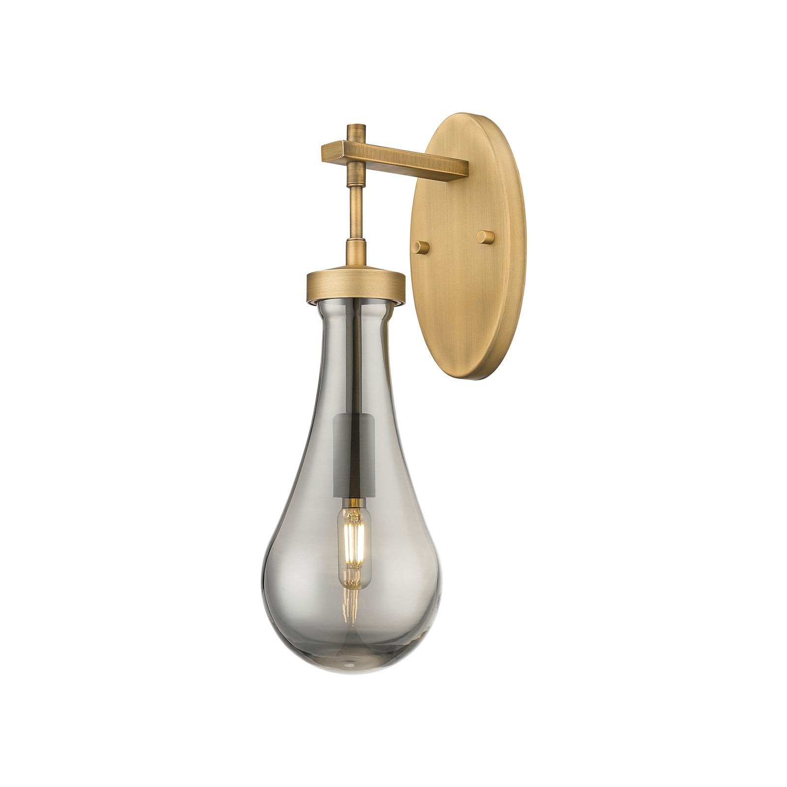Innovations Owego 5in 1-Light Wall Sconce | Contemporary Farmhouse Brushed Brass and Light Smoke Glass | Hallway | Model 451-1W-BB-G451-5SM