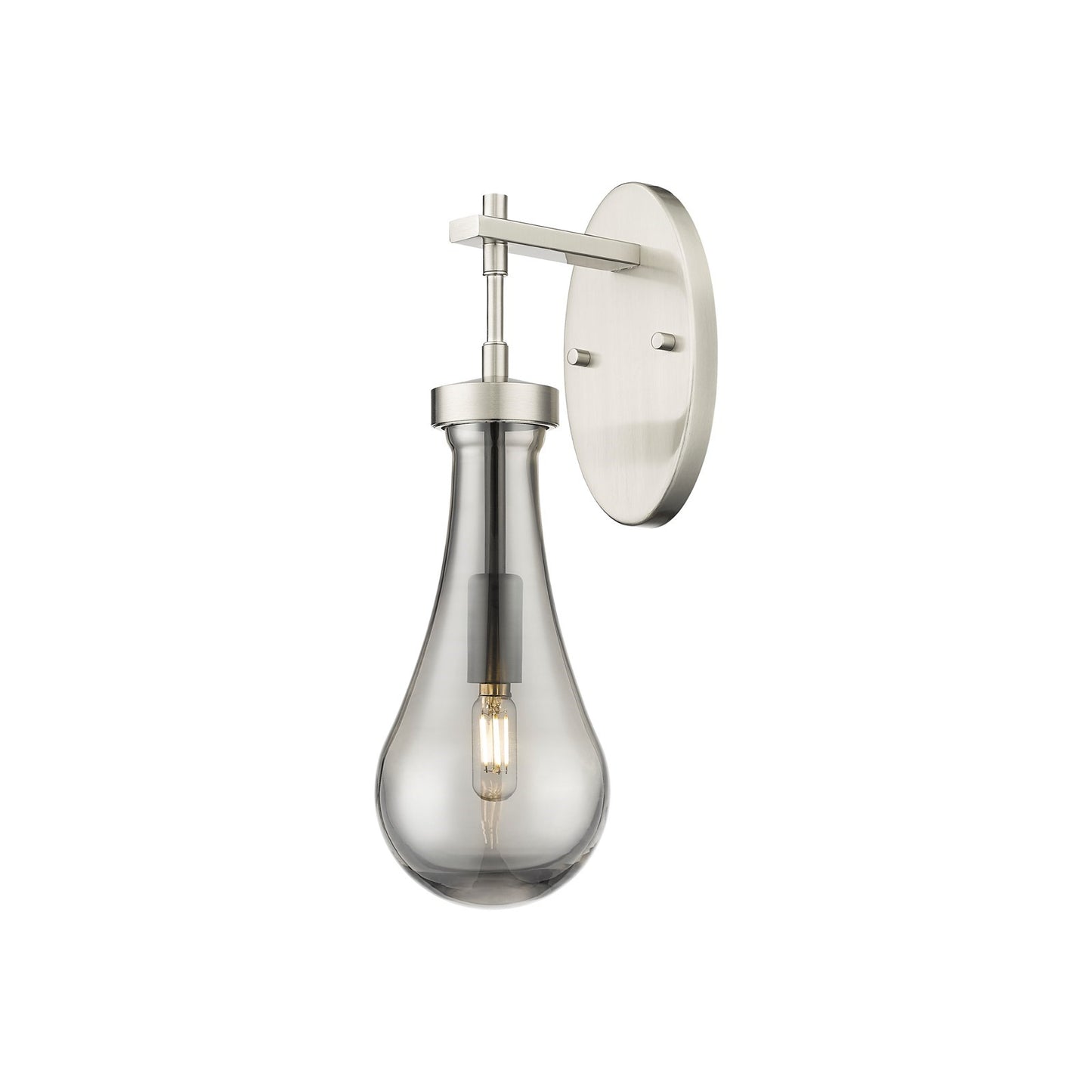 Innovations Owego 5in 1-Light Wall Sconce | Contemporary Farmhouse Satin Nickel and Light Smoke Glass | Bedroom & Hallway | Model 451-1W-SN-G451-5SM