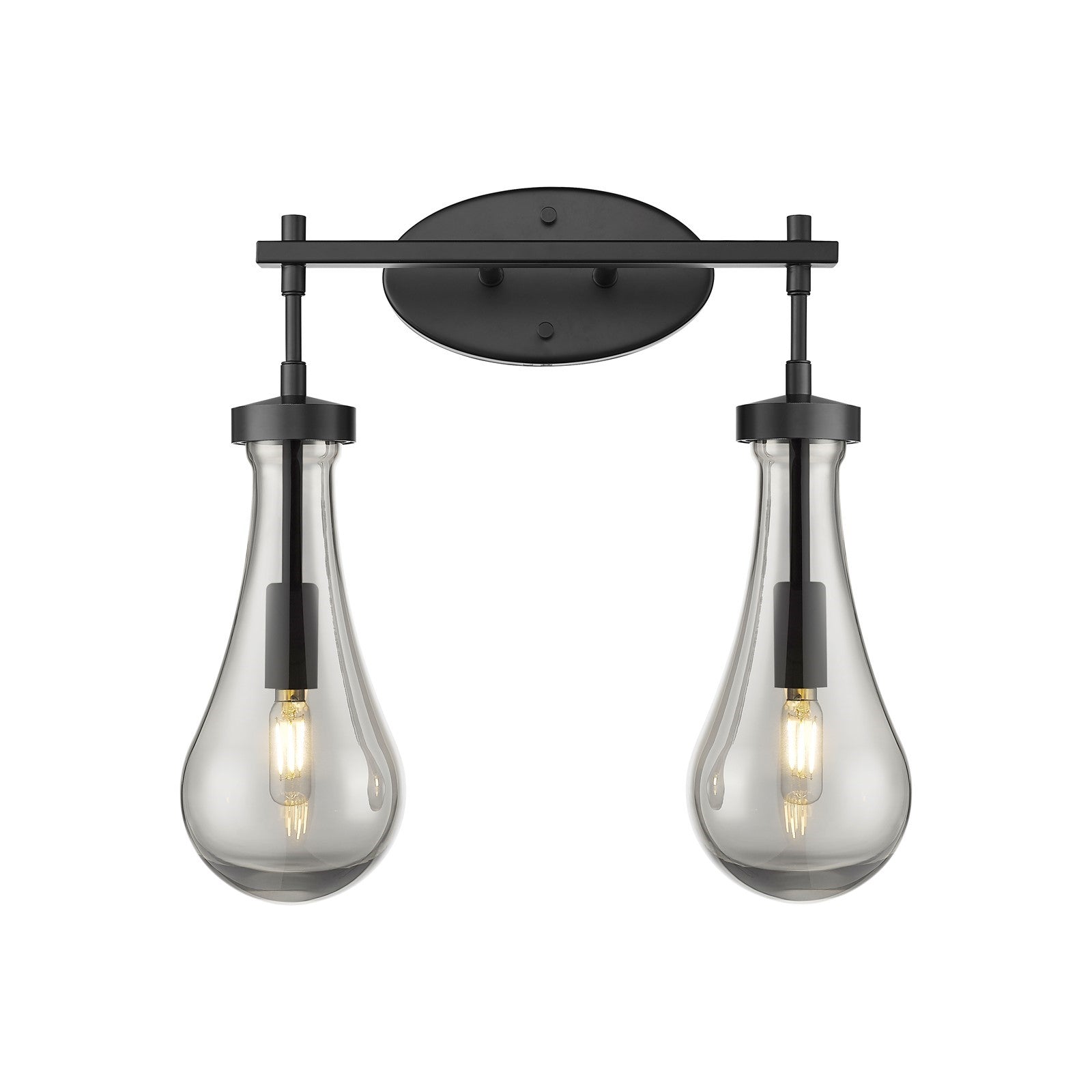 Innovations Owego 17in 2-Light Bath Vanity | Contemporary Matte Black and Light Smoke Glass | Bathroom & Powder Room | Model 451-2W-BK-G451-5SM