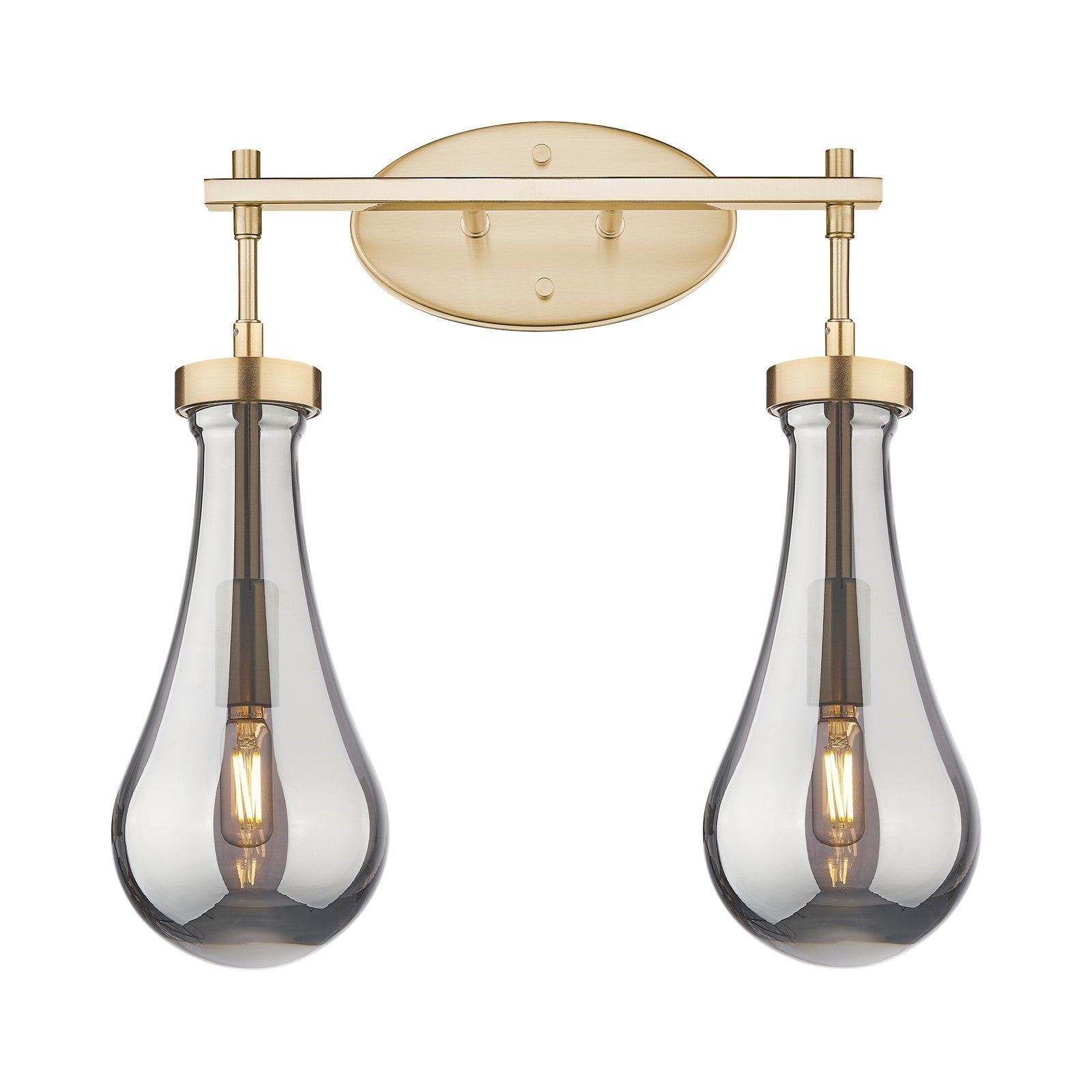 Innovations Owego 17in 2-Light Bath Vanity Light | Contemporary Farmhouse Champagne Bronze and Light Smoke Glass | Model 451-2W-CB-G451-5SM