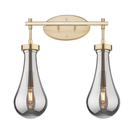 Innovations Owego 17in 2-Light Bath Vanity Light | Contemporary Farmhouse Champagne Bronze and Light Smoke Glass | Model 451-2W-CB-G451-5SM