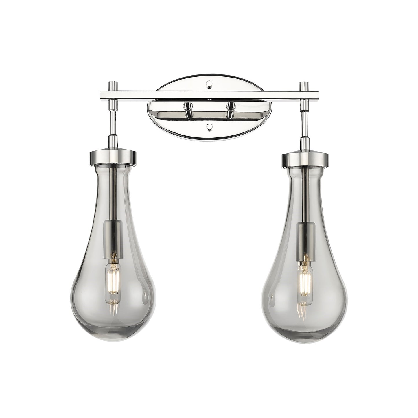 Innovations Owego 17in 2-Light Bath Vanity Light | Contemporary Farmhouse Polished Nickel and Light Smoke Glass | Bathroom | Model 451-2W-PN-G451-5SM