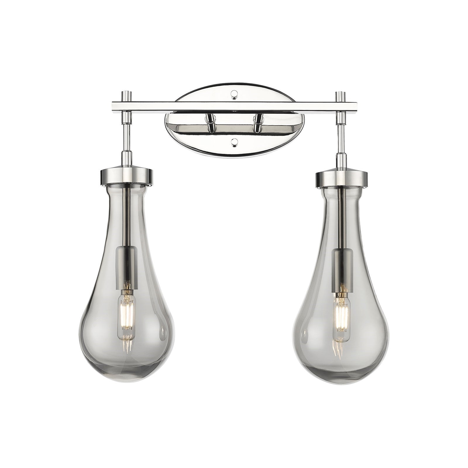 Innovations Owego 17in 2-Light Bath Vanity Light | Contemporary Farmhouse Polished Nickel and Light Smoke Glass | Bathroom | Model 451-2W-PN-G451-5SM