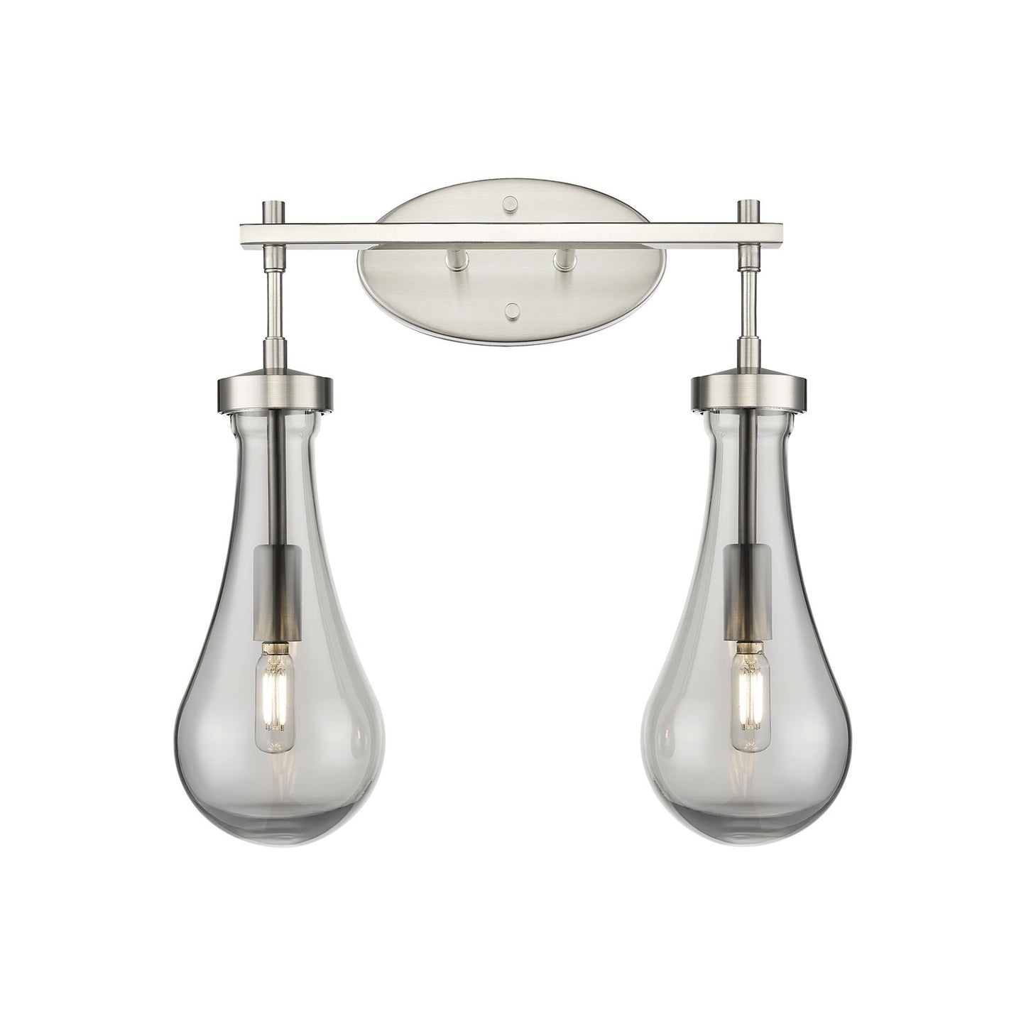 Innovations Owego 17in 2-Light Bath Vanity Light | Contemporary Farmhouse Satin Nickel and Light Smoke Glass | Bathroom | Model 451-2W-SN-G451-5SM