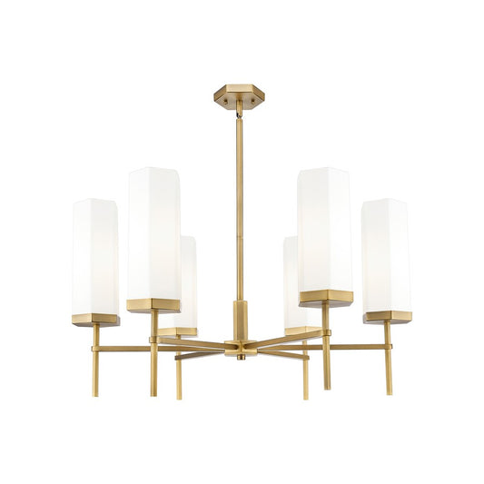 Innovations Blakeley 6Lt 32" Stem Chandelier, BB/White - 463-6CR-BB-G463-12WH