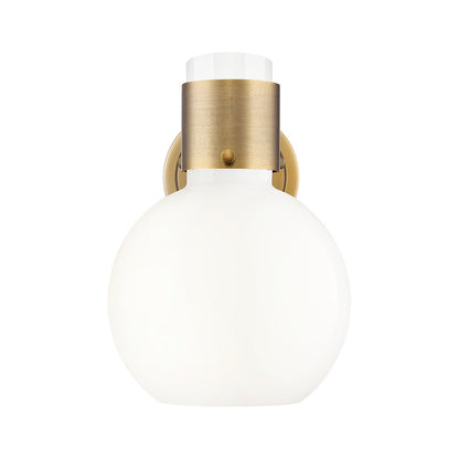 Innovations Lawton Sphere 1Lt 8" Sconce, Brushed Brass/Gloss White