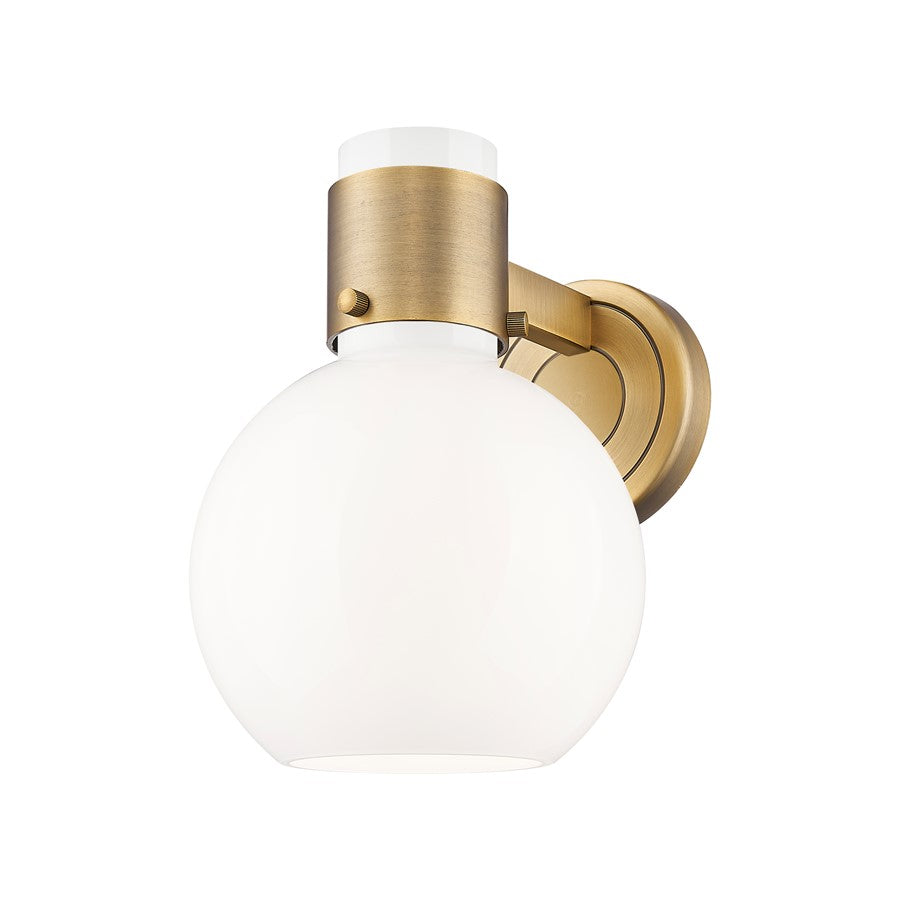 Innovations Lawton Sphere 1Lt 8" Sconce, Brushed Brass/Gloss White