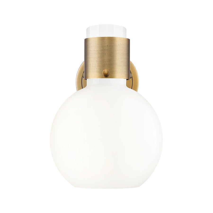 Innovations Lawton Sphere 1Lt 8" Sconce, Brushed Brass/Gloss White