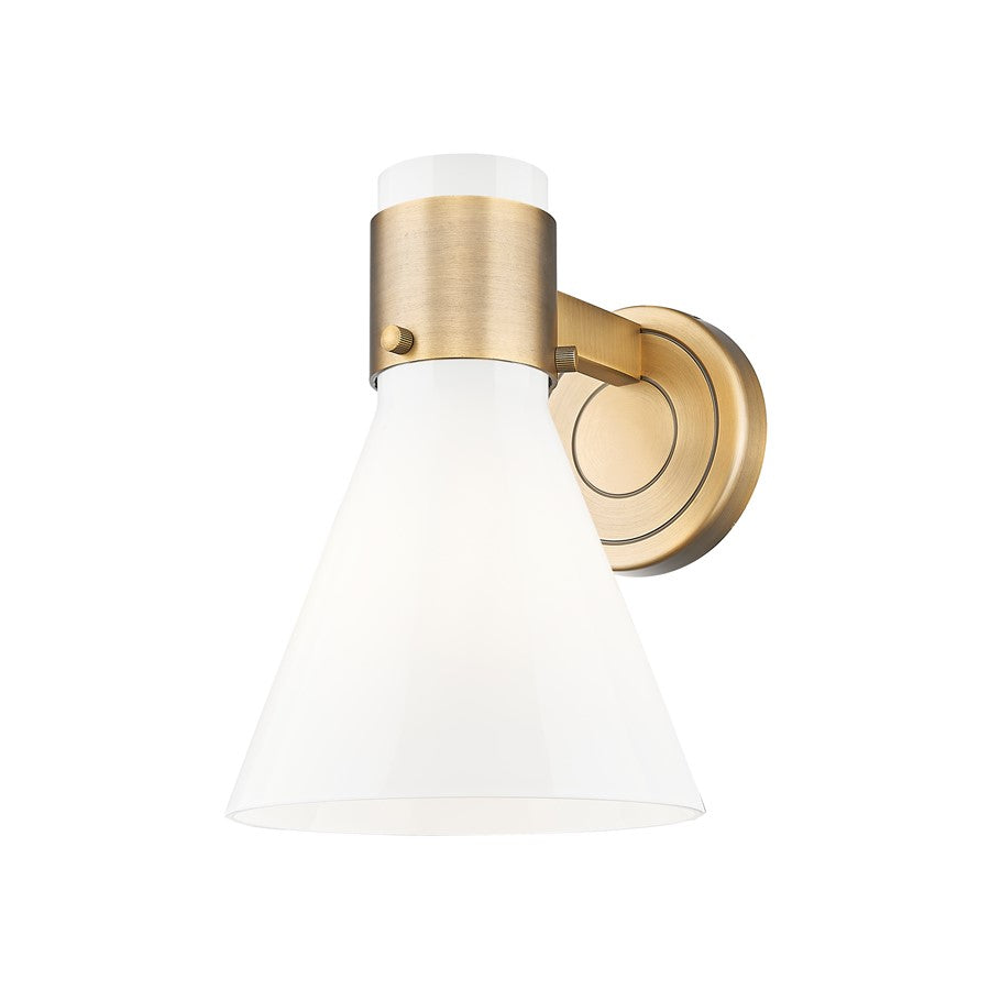 Innovations Lawton Cone 1Lt 8" Sconce, BB/Gloss White - 464-1W-BB-G464C-7GW