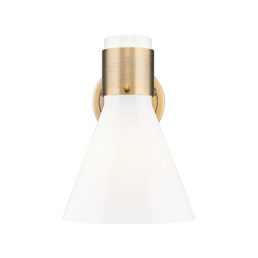 Innovations Lawton Cone 1Lt 8" Sconce, Brushed Brass/Gloss White