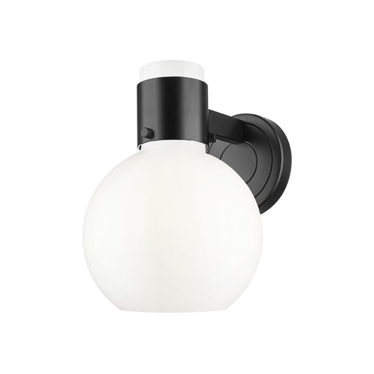 Innovations Lawton Sphere 1Lt 8" Sconce, Black/Gloss White - 464-1W-BK-G464B-7GW