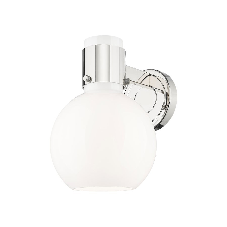 Innovations Lawton Sphere 1Lt 8" Sconce, PN/Gloss White - 464-1W-PN-G464B-7GW