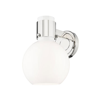 Innovations Lawton Sphere 1Lt 8" Sconce, PN/Gloss White - 464-1W-PN-G464B-7GW