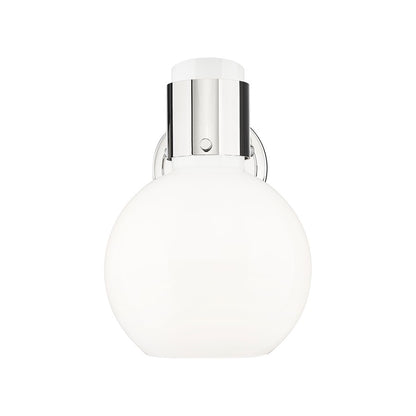 Innovations Lawton Sphere 1Lt 8" Sconce, Polished Nickel/Gloss White