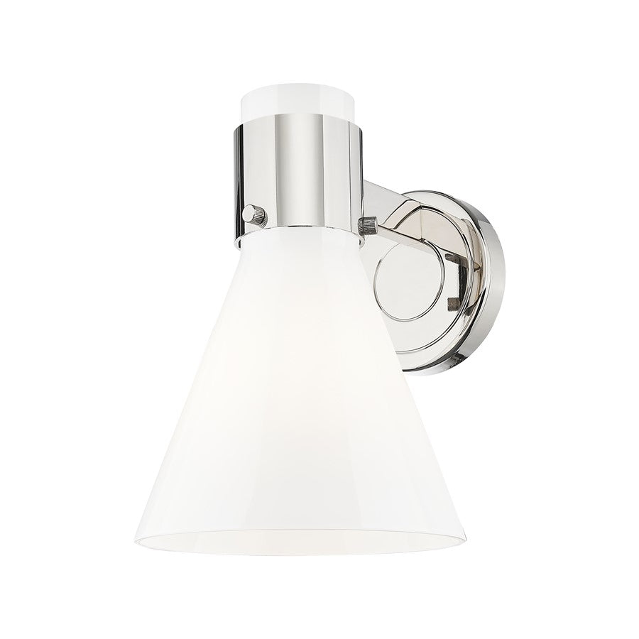 Innovations Lawton Cone 1Lt 8" Sconce, PN/Gloss White - 464-1W-PN-G464C-7GW