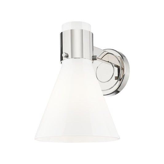 Innovations Lawton Cone 1Lt 8" Sconce, PN/Gloss White - 464-1W-PN-G464C-7GW