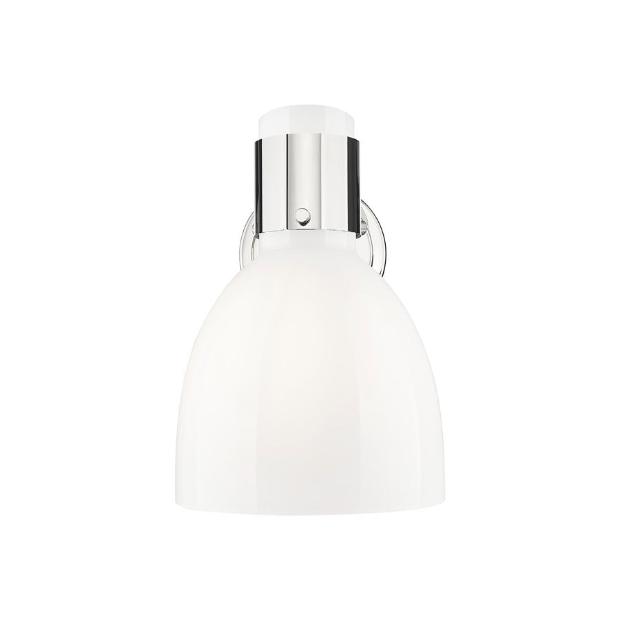 Innovations Lawton Bell 1Lt 8" Sconce, Polished Nickel/Gloss White