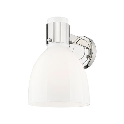 Innovations Lawton Bell 1Lt 8" Sconce, Polished Nickel/Gloss White