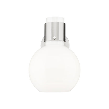 Innovations Lawton Sphere 1Lt 8" Sconce, Satin Nickel/Gloss White