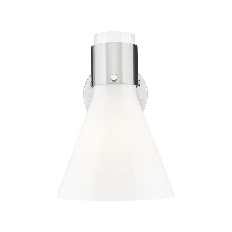 Innovations Lawton Cone 1Lt 8" Sconce, Satin Nickel/Gloss White