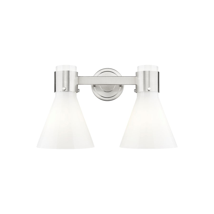 Innovations Lawton Cone 2Lt 16" Bath, SN/Gloss White - 464-2W-SN-G464C-7GW