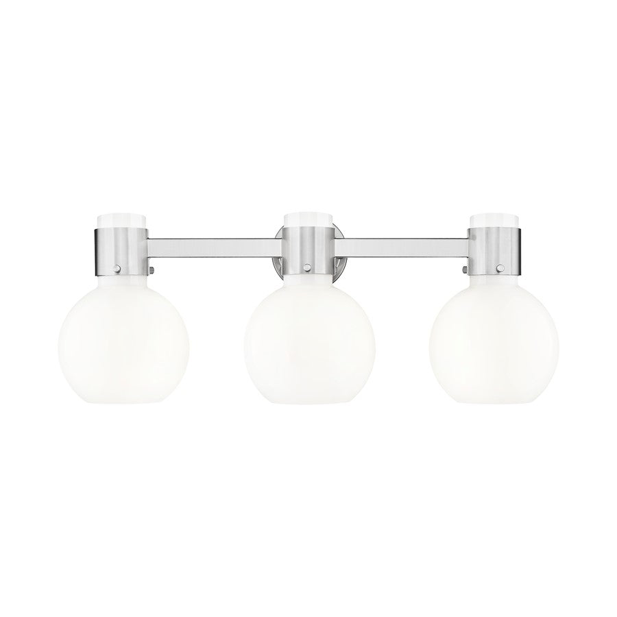 Innovations Lawton Sphere 3Lt 24" Bath, SN/Gloss White - 464-3W-SN-G464B-7GW