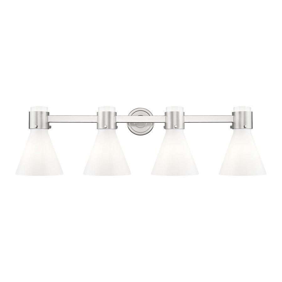 Innovations Lawton Cone 4Lt 34" Bath, SN/Gloss White - 464-4W-SN-G464C-7GW