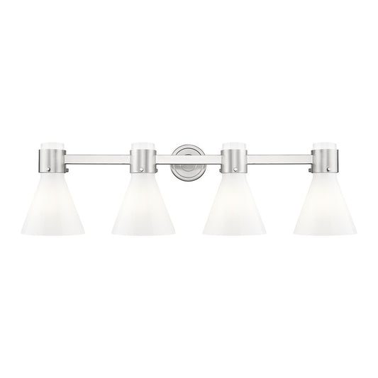Innovations Lawton Cone 4Lt 34" Bath, SN/Gloss White - 464-4W-SN-G464C-7GW
