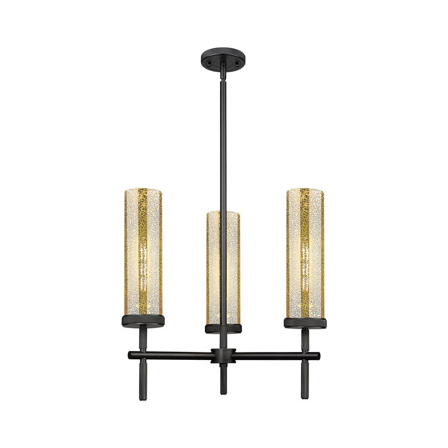 Innovations Lincoln 3Lt 12" Stem Pendant, Black/Mercury - 471-3CR-BK-G471-12ME