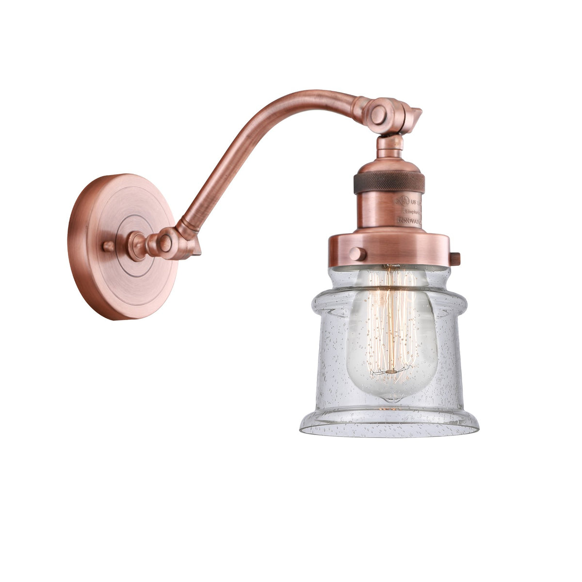 Innovations 1W 184S Small Canton 1 Light Sconce, A Copper/Seed