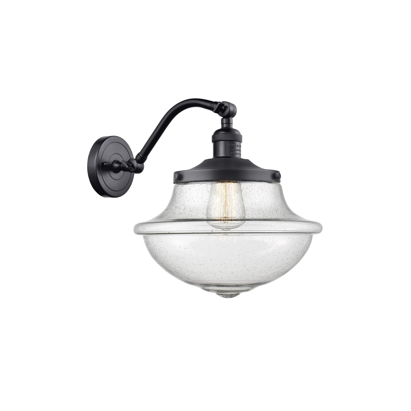 Innovations Oxford 11.75in 1-Light Wall Sconce | Industrial Matte Black and Seedy Glass | Hallway & Bathroom | Model 515-1W-BK-G544