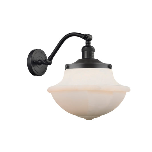 Innovations Oxford 11.75in 1-Light Wall Sconce | Industrial Oil Rubbed Bronze and Matte White Glass | Bedroom & Hallway Accent | Model 515-1W-OB-G541