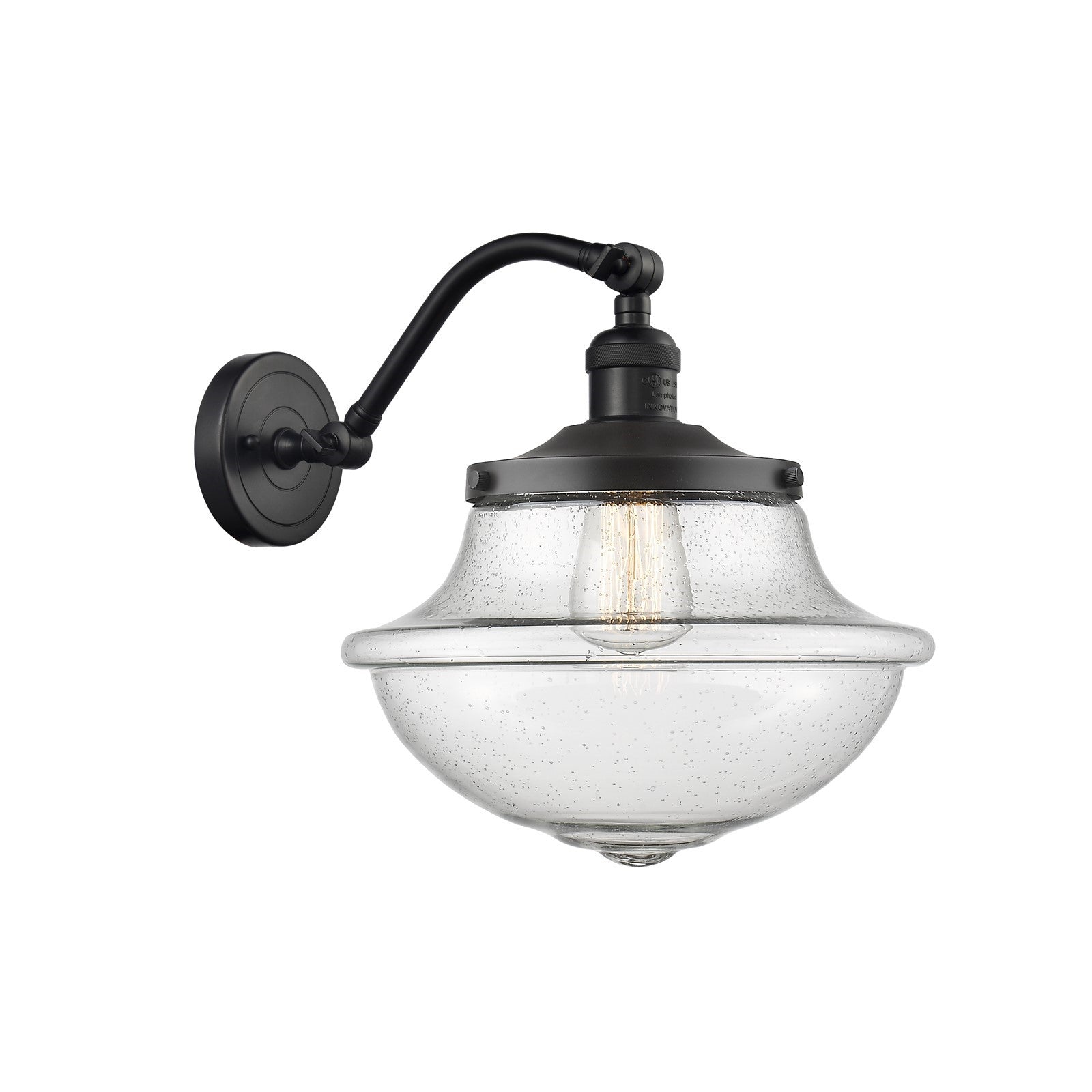 Innovations Oxford 11.75in 1-Light Wall Sconce | Industrial Oil Rubbed Bronze and Seedy Glass | Bedroom & Hallway Accent Light | Model 515-1W-OB-G544