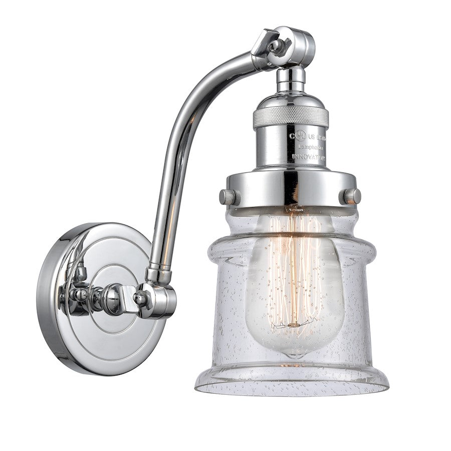 Innovations Small Canton-1W Sconce, Amber/Chrome/Seeded Bell