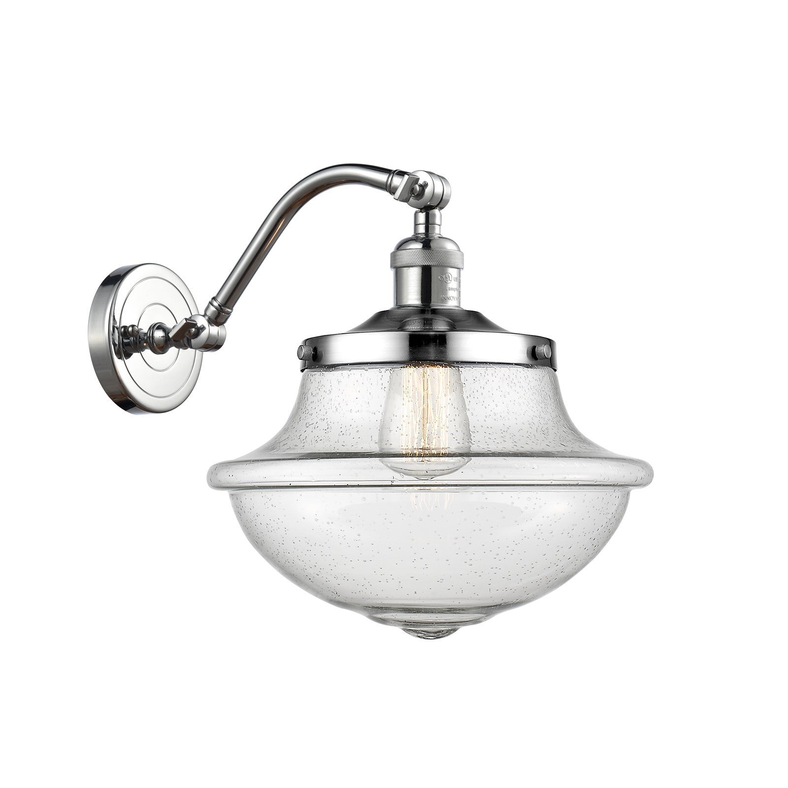 Innovations Oxford 11.75in 1-Light Wall Sconce | Industrial Polished Chrome and Seedy Glass | Kitchen & Hallway | Model 515-1W-PC-G544