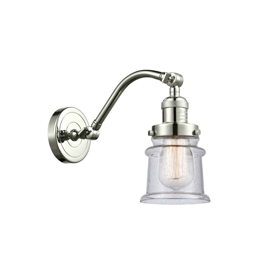 Innovations 1W 184S Small Canton 1 Light Sconce, P Nickel/Seed