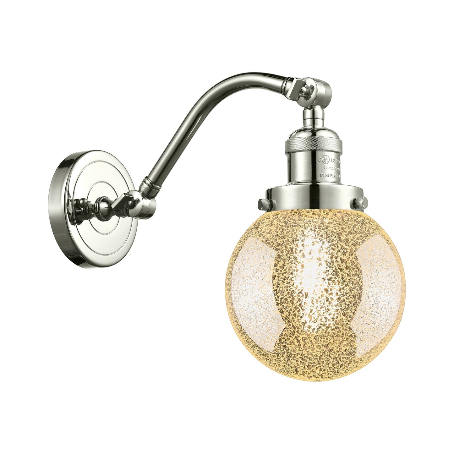 Innovations Beacon 6in 1-Light Wall Sconce | Industrial Polished Nickel and Mercury Glass | Kitchen & Hallway | 6 x 11.5 in | Model 515-1W-PN-G208-6