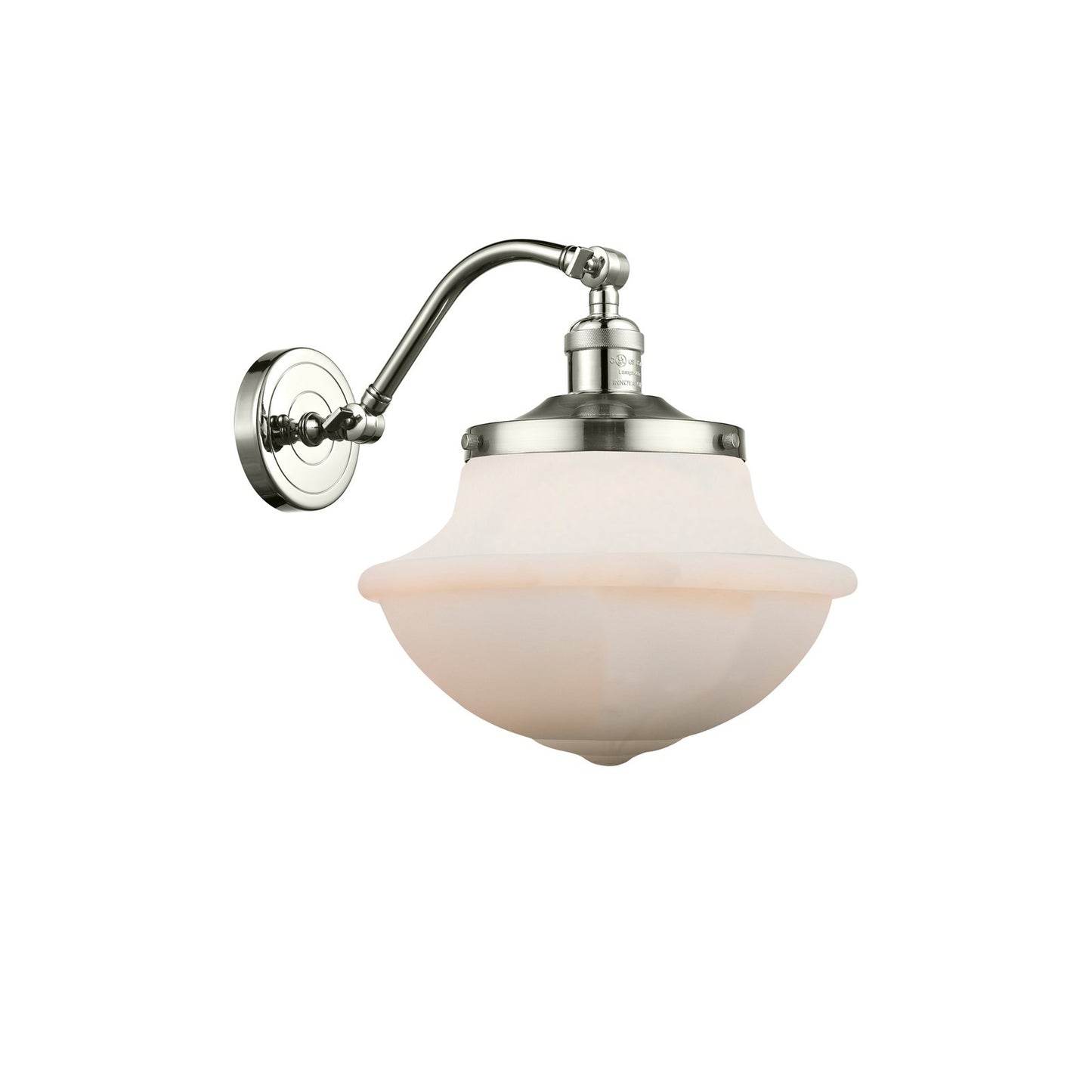 Innovations Oxford 11.75in 1-Light Wall Sconce | Industrial Polished Nickel and Matte White Glass | Hallway & Bathroom Accent | Model 515-1W-PN-G541