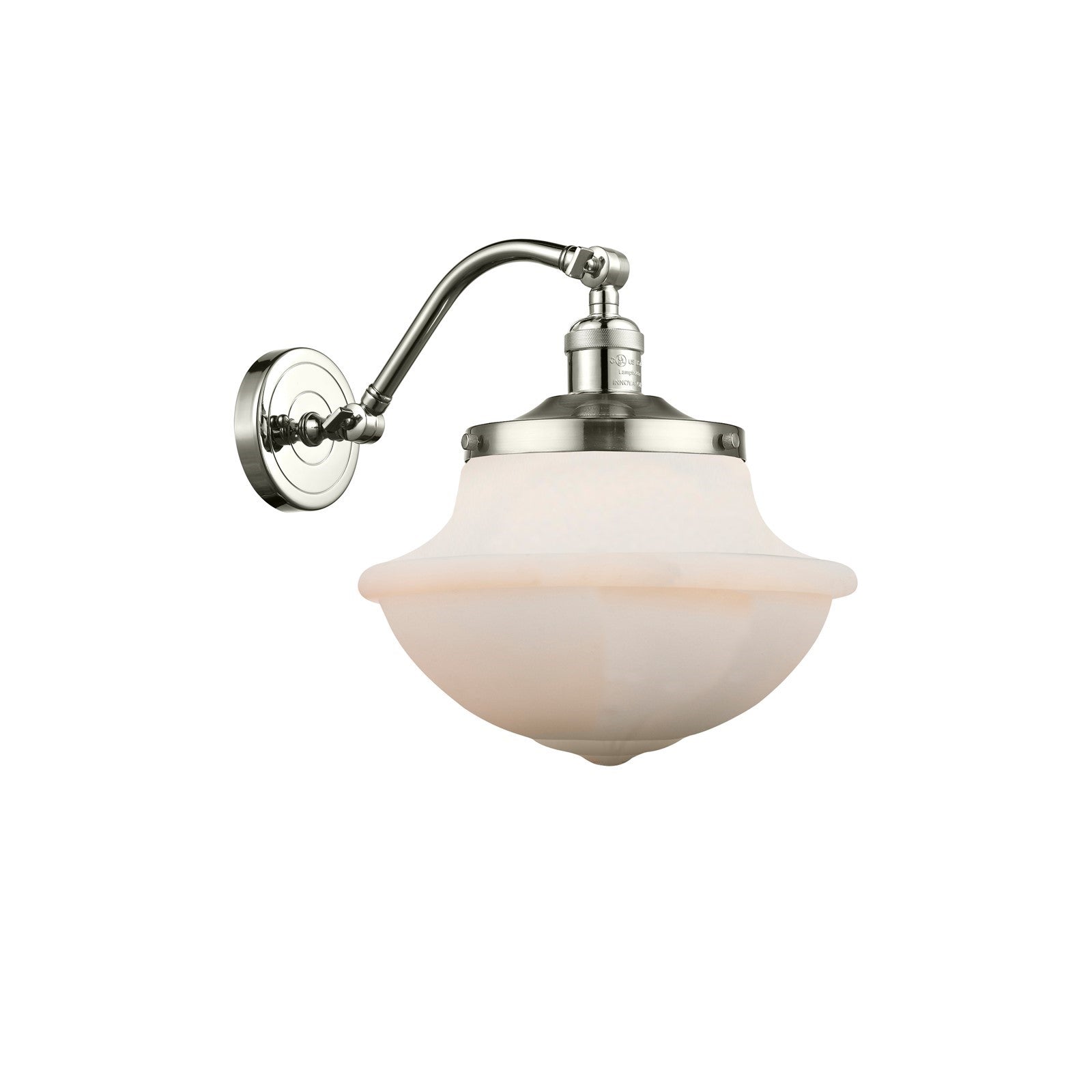 Innovations Oxford 11.75in 1-Light Wall Sconce | Industrial Polished Nickel and Matte White Glass | Hallway & Bathroom Accent | Model 515-1W-PN-G541