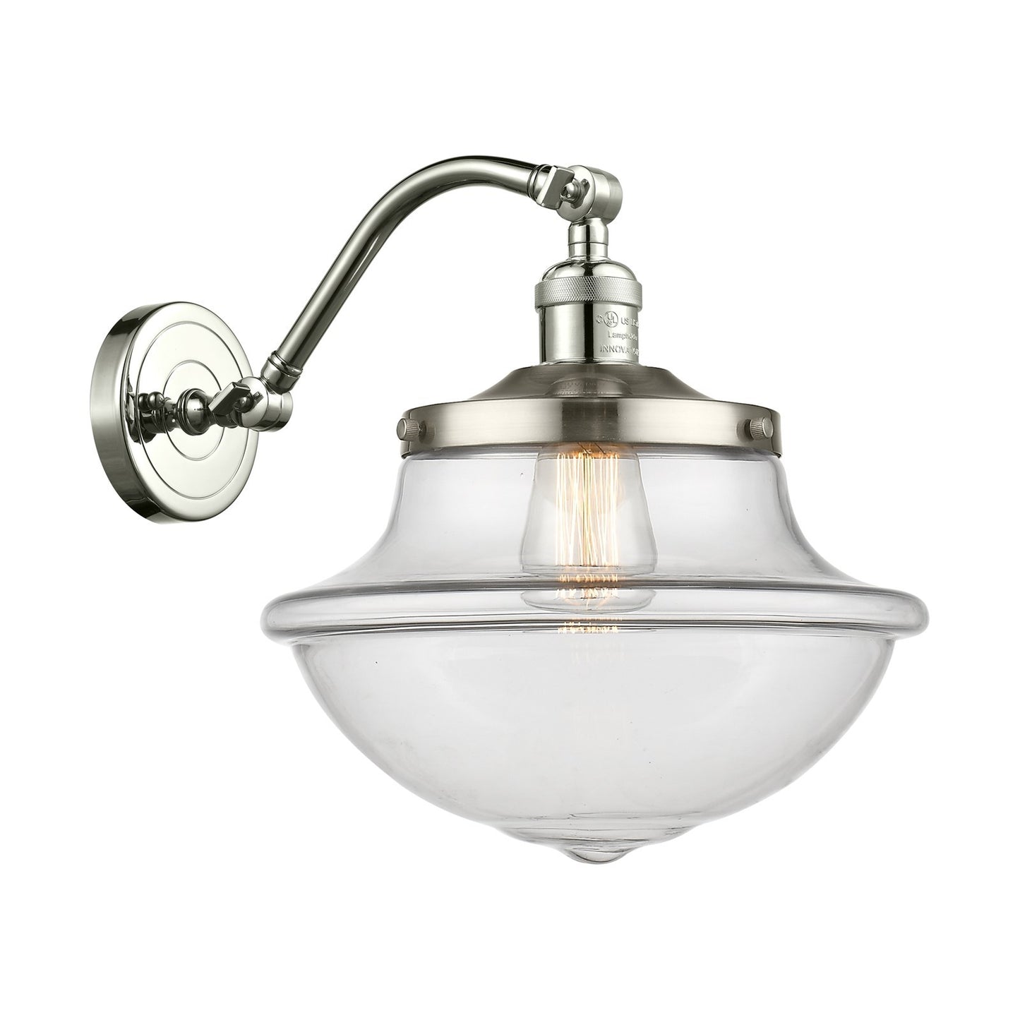 Innovations Oxford 11.75in 1-Light Wall Sconce | Industrial Polished Nickel and Clear Glass | Hallway & Bathroom Accent | Model 515-1W-PN-G542