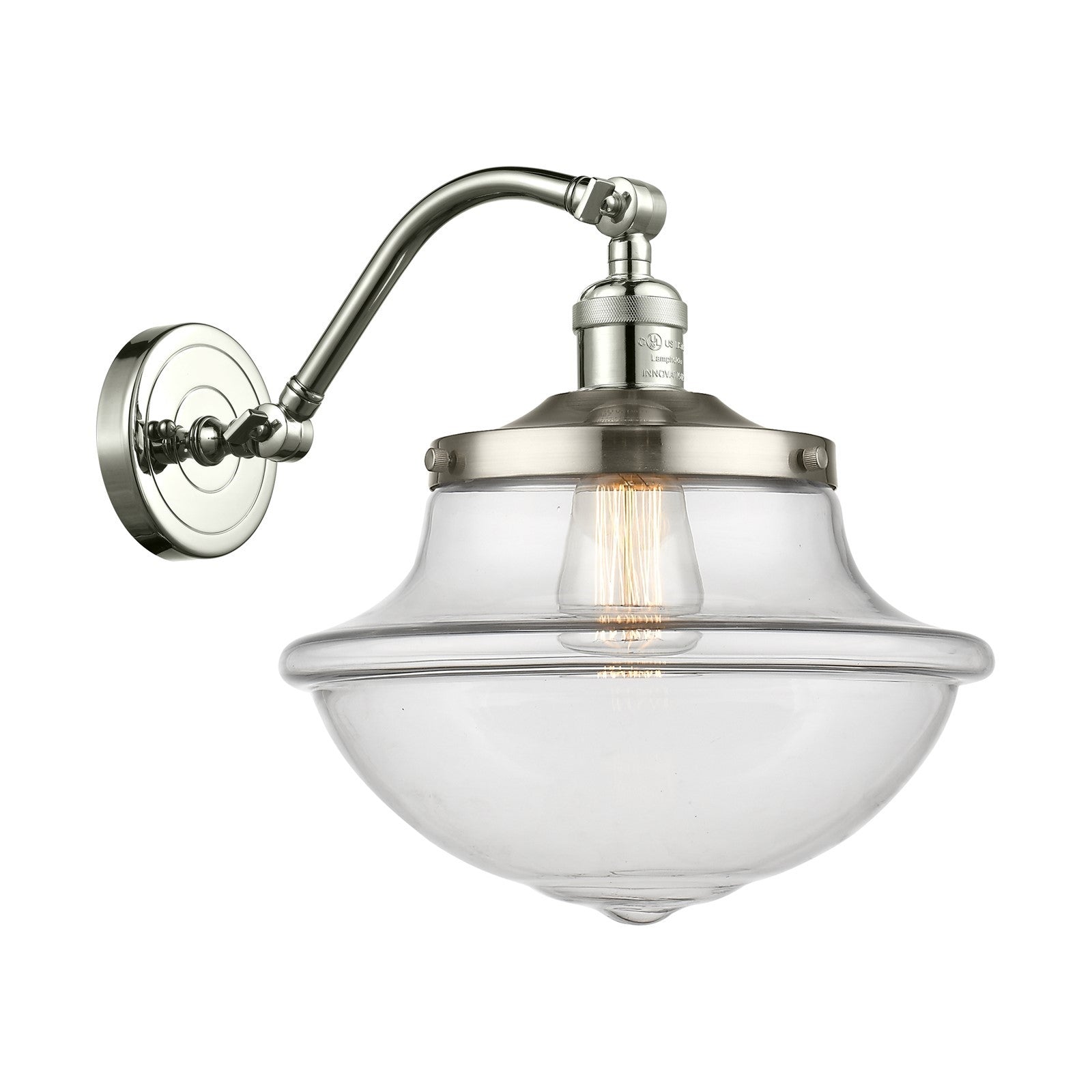 Innovations Oxford 11.75in 1-Light Wall Sconce | Industrial Polished Nickel and Clear Glass | Hallway & Bathroom Accent | Model 515-1W-PN-G542