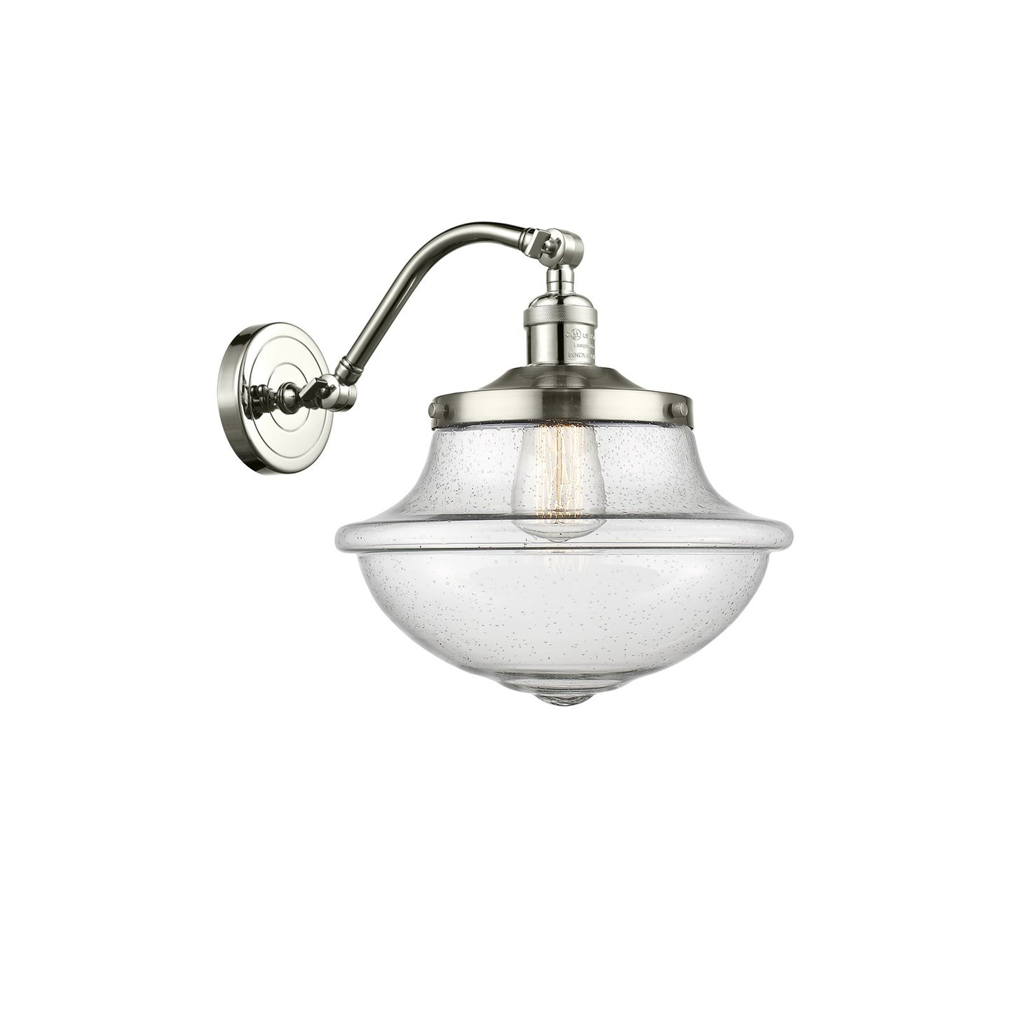 Innovations Oxford 11.75in 1-Light Wall Sconce | Industrial Polished Nickel and Seedy Glass | Hallway & Bathroom Accent | Model 515-1W-PN-G544