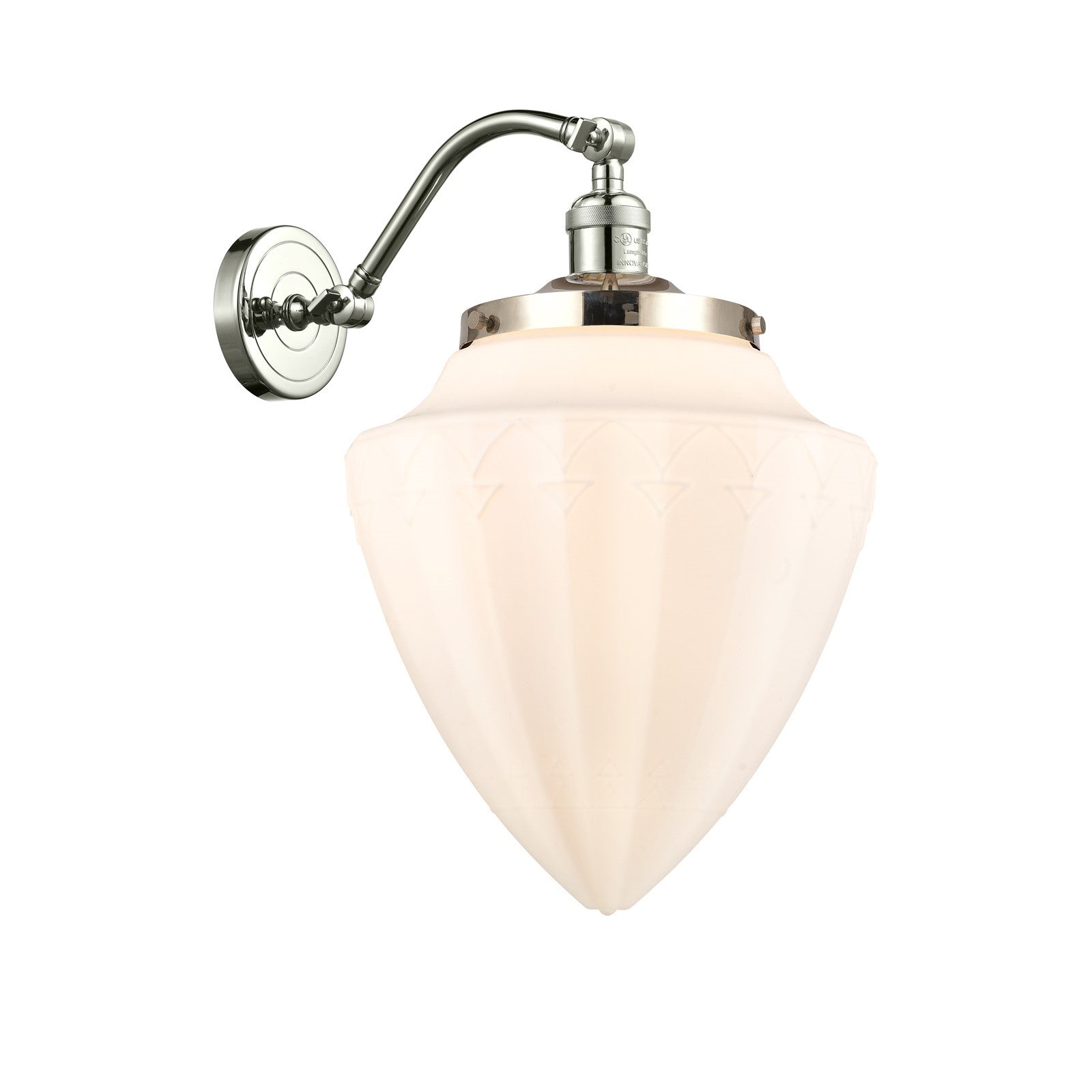 Innovations Bullet 12in 1-Light Wall Sconce | Traditional Polished Nickel and Matte White Glass | Bedroom & Hallway Accent | Model 515-1W-PN-G661-12