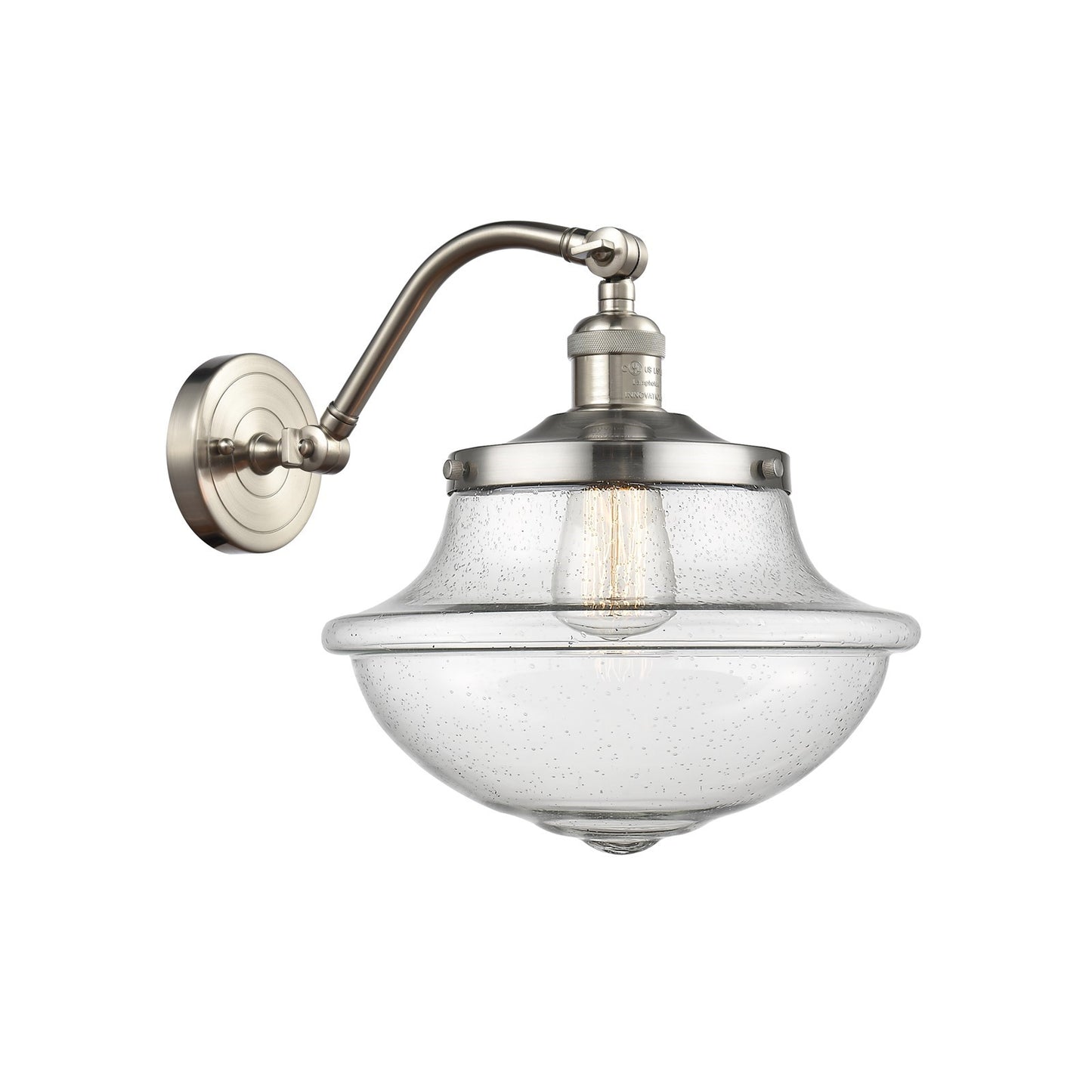 Innovations Oxford 11.75in 1-Light Sconce | Industrial Brushed Satin Nickel and Seedy Glass | Living Room & Hallway Accent | Model 515-1W-SN-G544