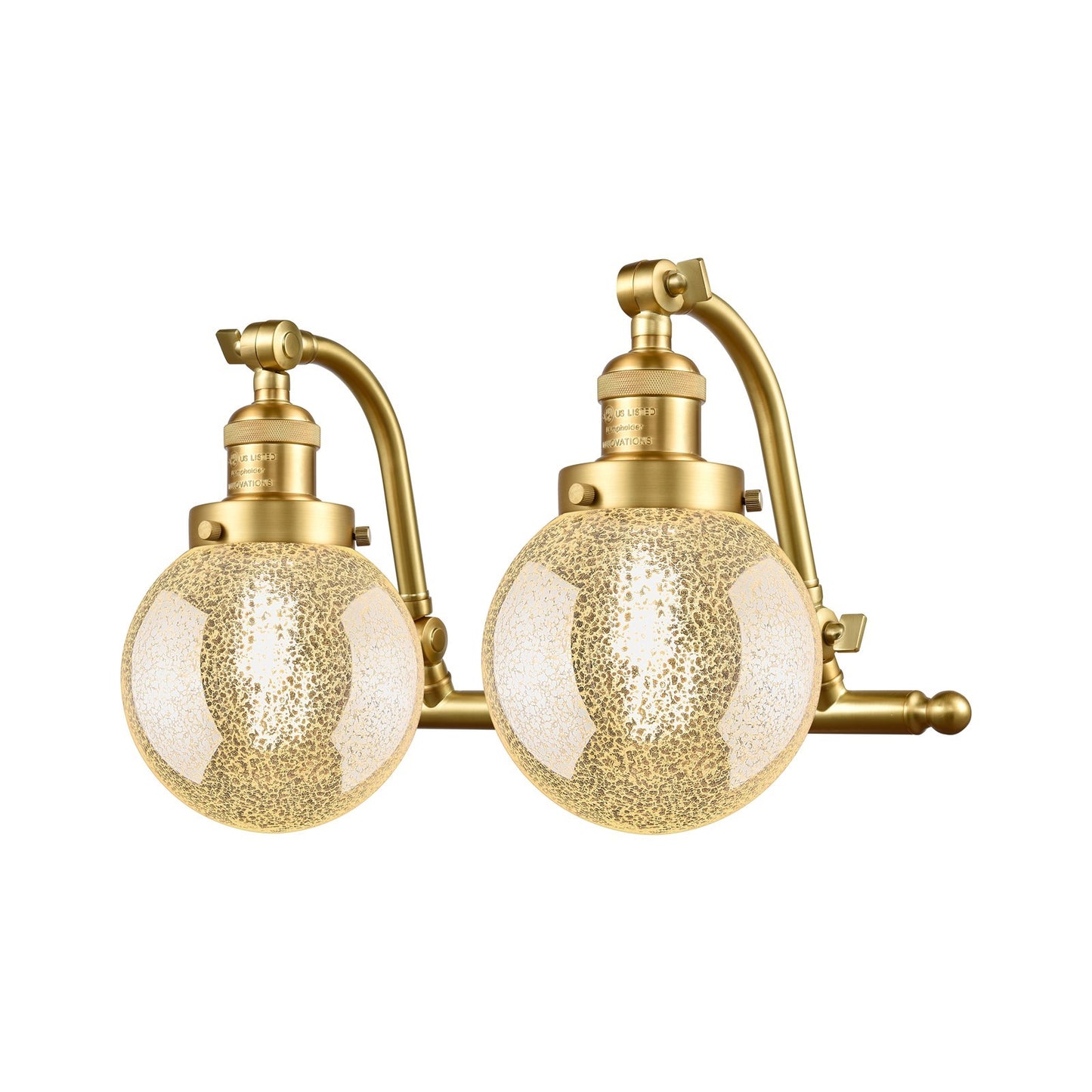 Innovations Beacon 16in 2-Light Bath Vanity | Industrial Satin Gold and Mercury Glass | Bathroom Vanity & Mirror Lighting | Model 515-2W-SG-G208-6
