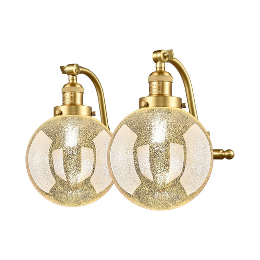 Innovations Beacon 18in 2-Light Bath Vanity | Industrial Satin Gold and Mercury Seeded Glass | Bathroom & Powder Room | Model 515-2W-SG-G208-8