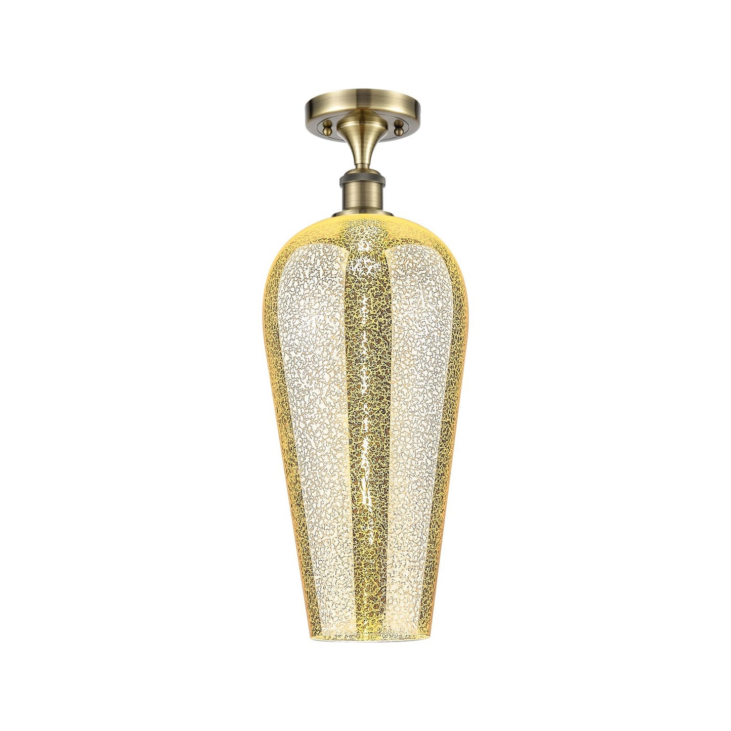Innovations Chelsea 8in 1-Light Semi-Flush | Industrial Antique Brass and Mercury Glass | Hallway & Bedroom | Model 516-1C-AB-G456-8ME